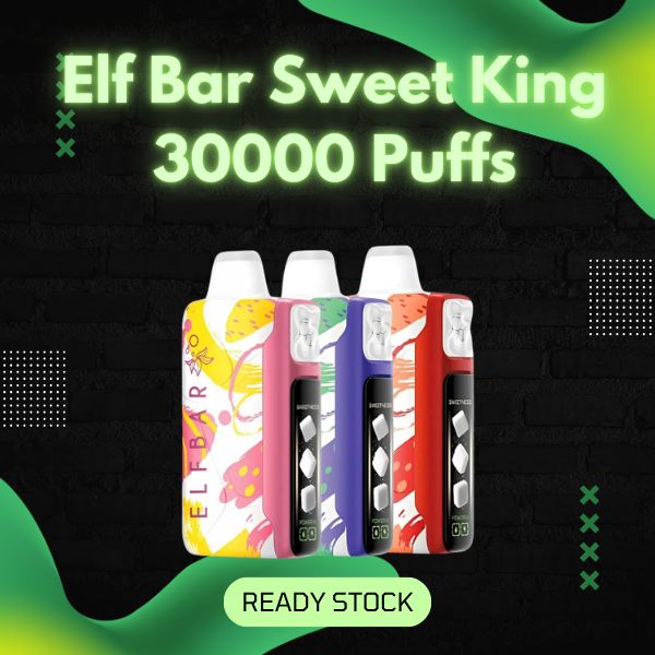 Elf Bar Sweet King 30000 Puffs disposable vape device with smart display and dual mesh coil
