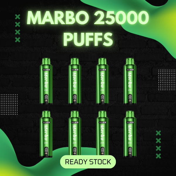 Marbo 25000 Puffs disposable vape featuring smart LED digital display screen