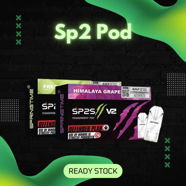 Sp2 Pod 3-pack packaging showcasing pre-filled vape cartridges