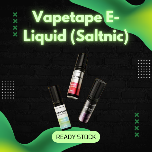 Vapetape Saltnic E-Liquid 15ml bottle showing premium vape juice packaging